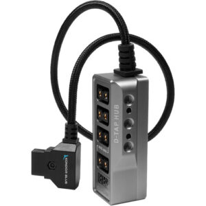 Kondor Blue Male D-Tap to 4-Port Female D-Tap Splitter Hub with Voltmeter (16")