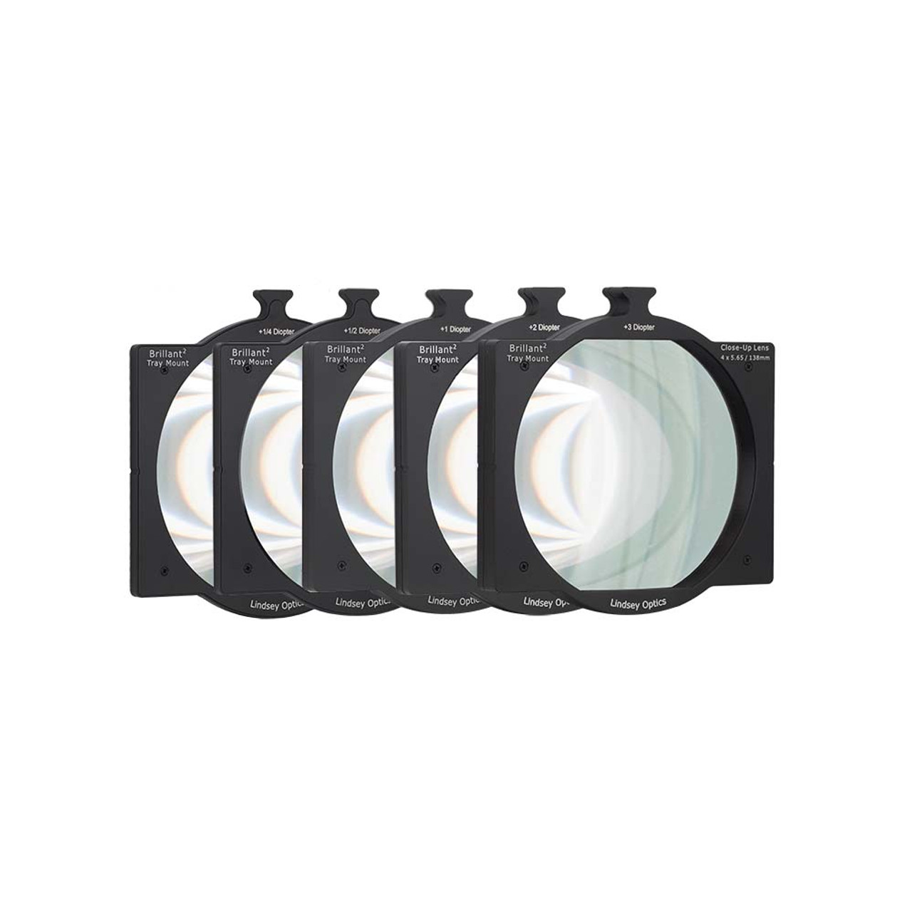 Lindsey Optics 4"x5.65" +1/4, +1/2, +1, +2, +3 Diopter Brilliant² Tray Mount Close-Up Lens Set - 5 Filters